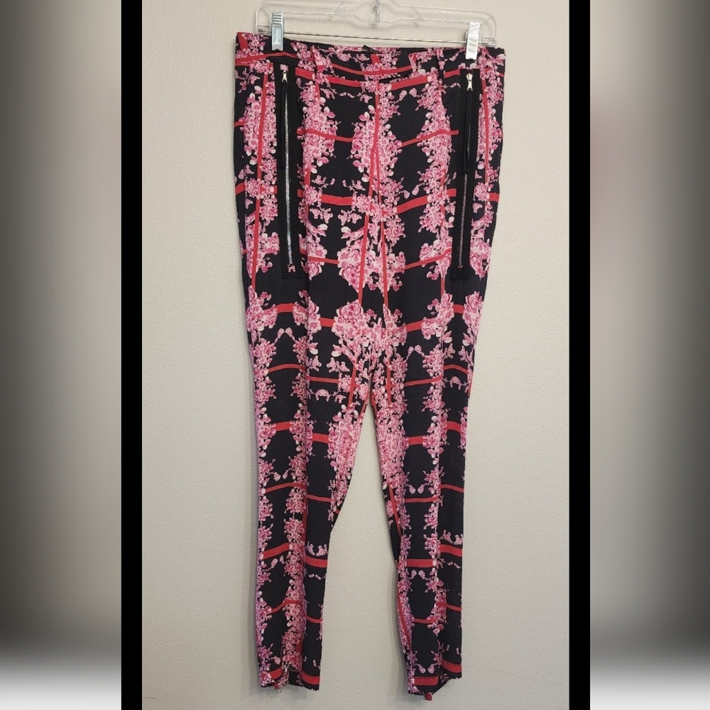 NEW Women's Pink Floral L.A.M.B Silk Print Pants Size 2 Small